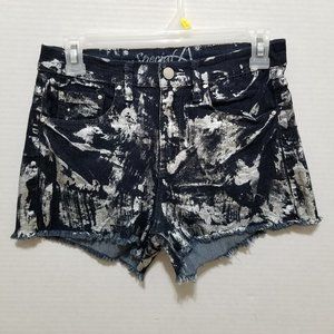 Special A shorts Small High Waist Foil Print denim jean frayed raw hem stretch